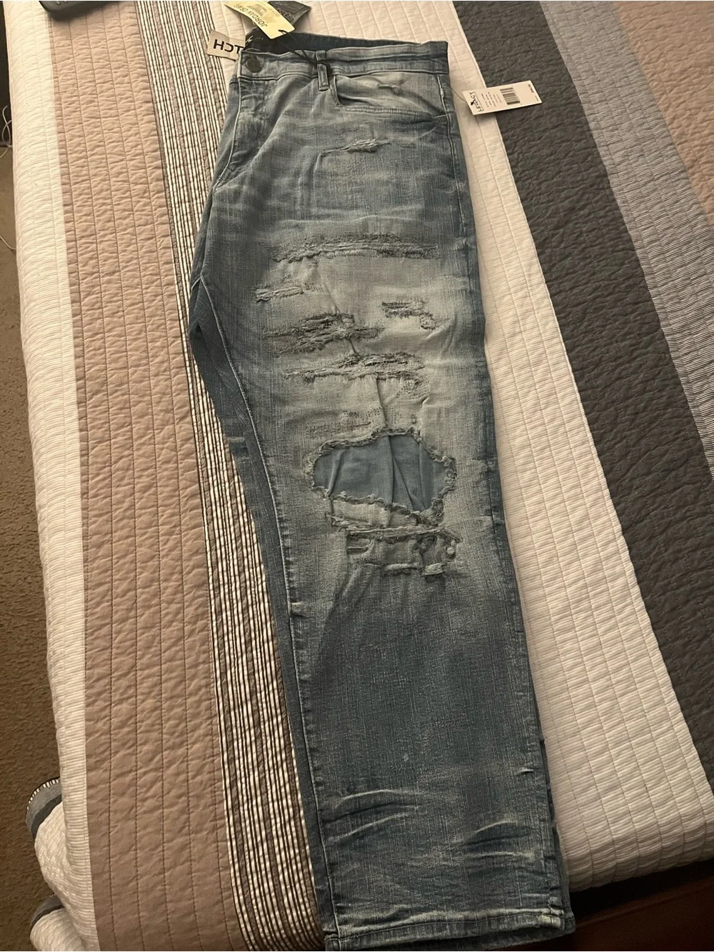 Jordan Craig Men Distressed Light Blue Jeans